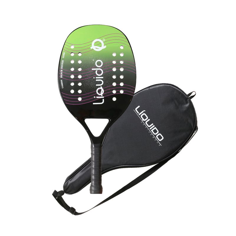 Kit Raquete Beach Tennis Carbono Verde com Bolsa Raqueteira