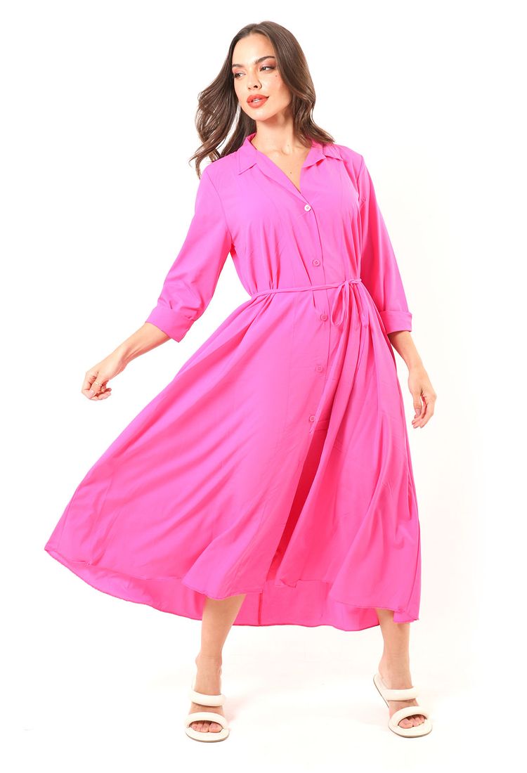 Chama Plus Size 3/4 Sleeves Wrap Midi Dress for Women 