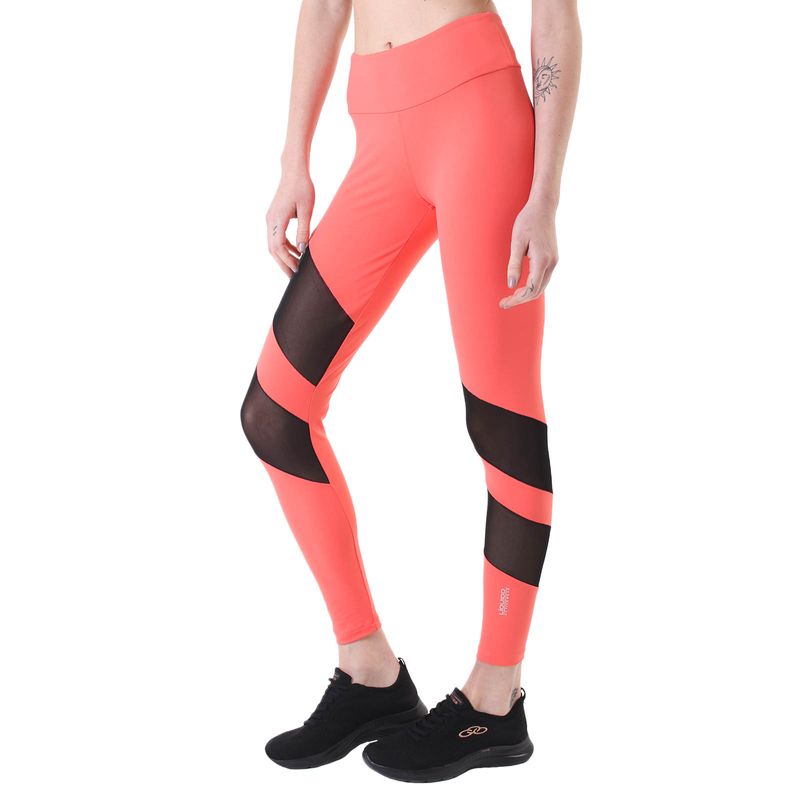 Calça Legging Feminina Supplex Compress com Recorte Tule
