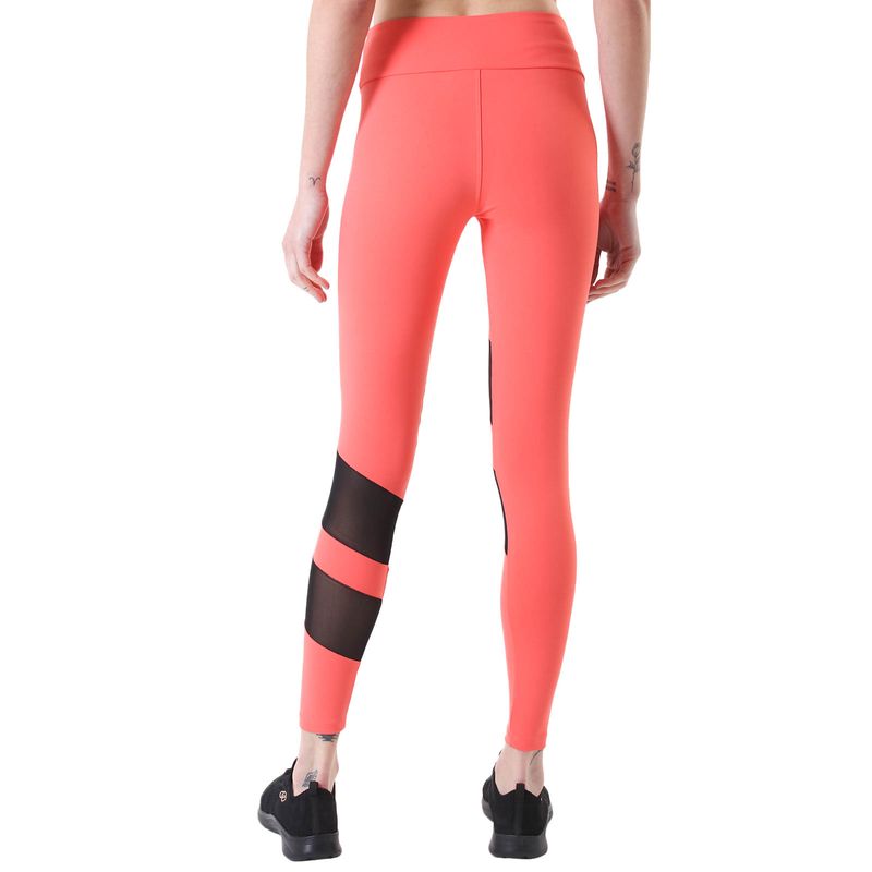 Calça Legging Feminina Supplex Compress com Recorte Tule