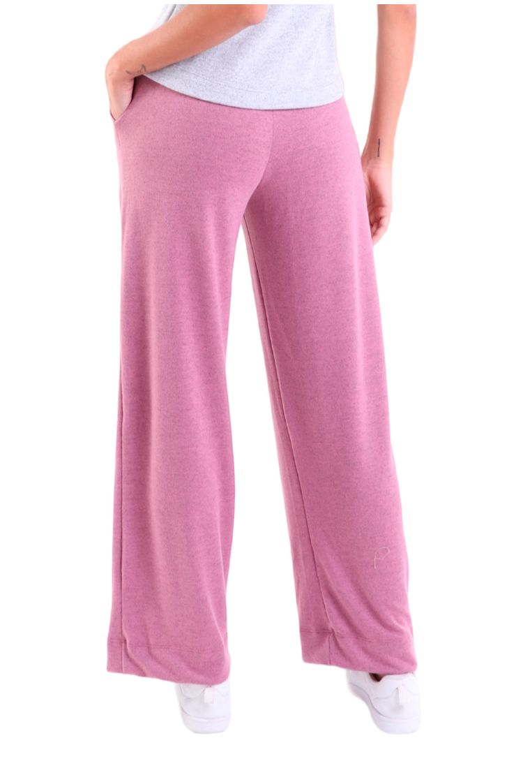 Calça Feminina Pantalona com Bolso Tricot New Rosa - lojaliquido