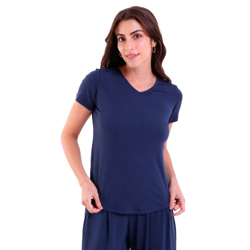 Blusa Feminina Baby Look Decote V Visco