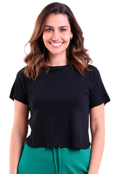 Blusa Feminina Manga Curta Mullet Ribana
