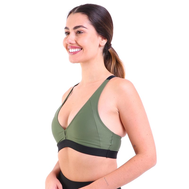Top Fitness Com Bojo Removível Decote V de Alta Compressão