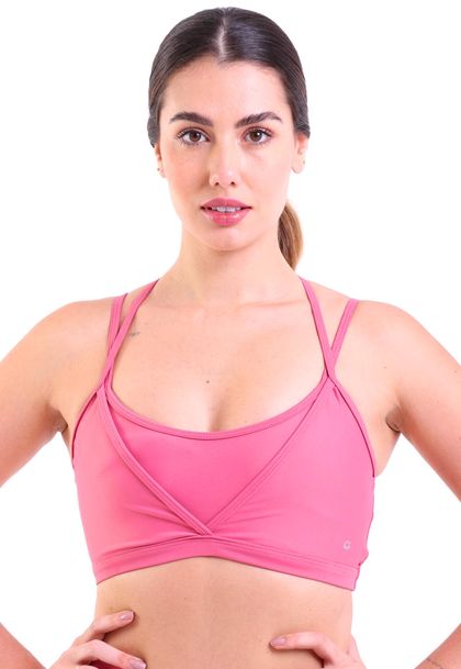 Top Fitness Com Bojo Removível Transpassado de Alta Compressão
