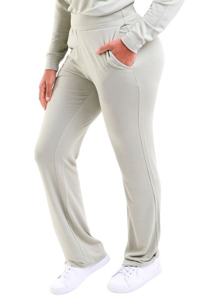 Calça Feminina Reta Com Bolso Moletinho de Viscose