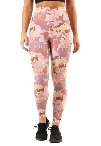 Calça Legging Feminina Estampada Cós Alto Trendz Puzzle Rose