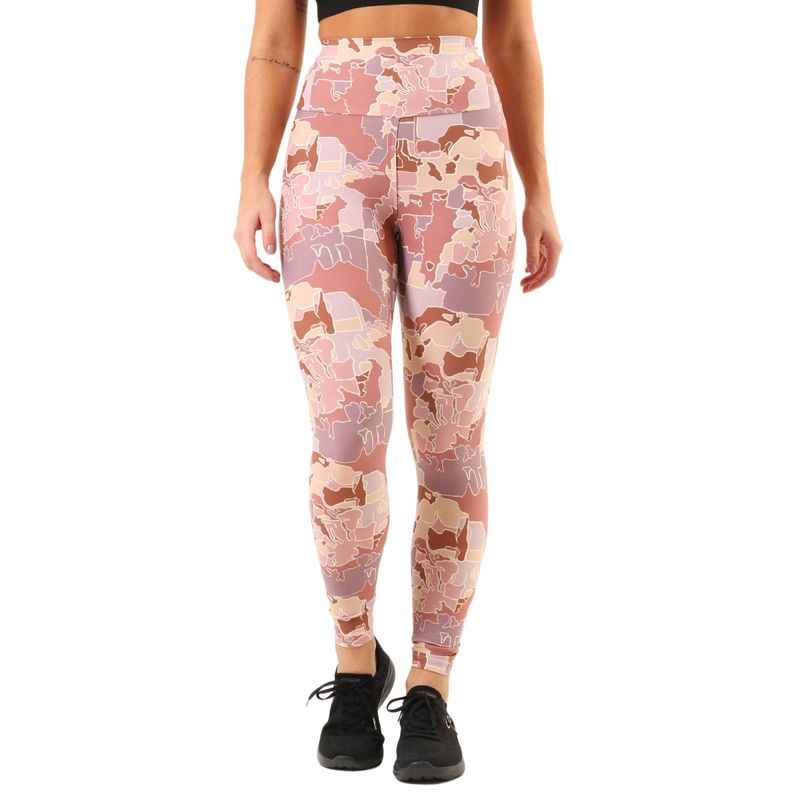 Calça Legging Estampada Cós Alto Trendz Puzzle Rose