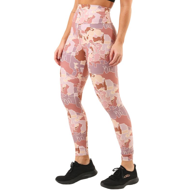 Calça Legging Estampada Cós Alto Trendz Puzzle Rose