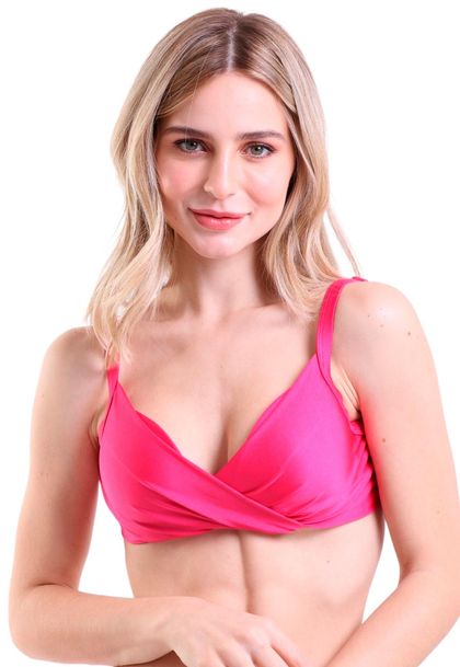 Top De Biquíni Avulso Com Bojo Drapeado Trilobal Pink