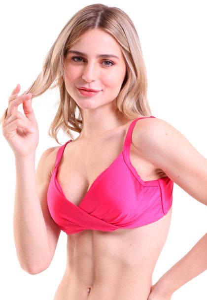 Top De Biquíni Avulso Com Bojo Drapeado Trilobal Pink