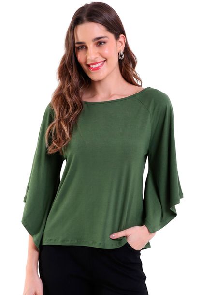Blusa Feminina Manga Assimétrica Visco