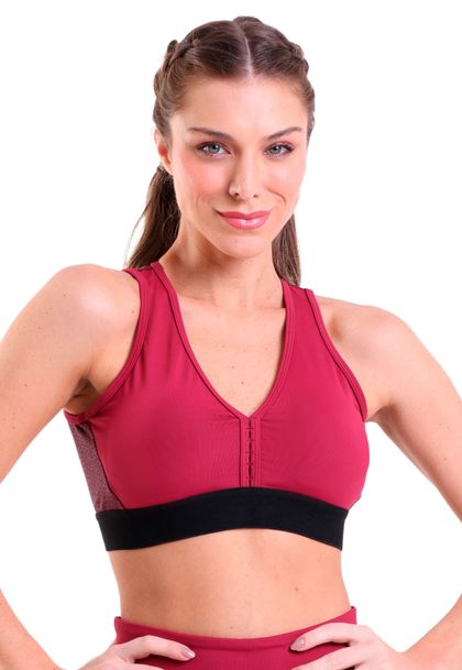 Top Fitness Bojo Decote V Vazado  De Alta Compressão