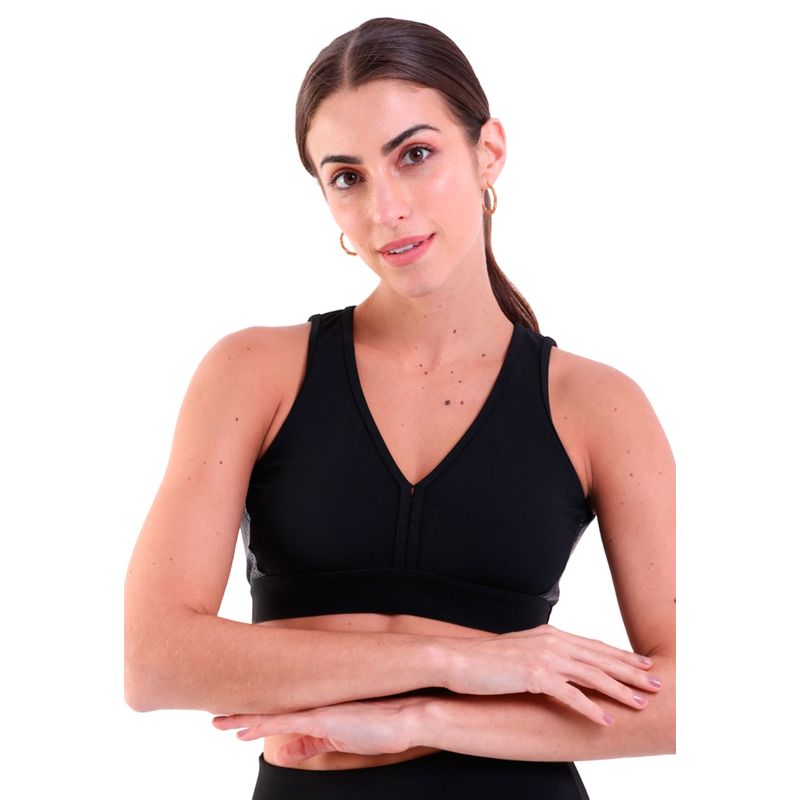 Top Fitness Com Bojo Decote V Vazado nas Costas de Alta Compressão