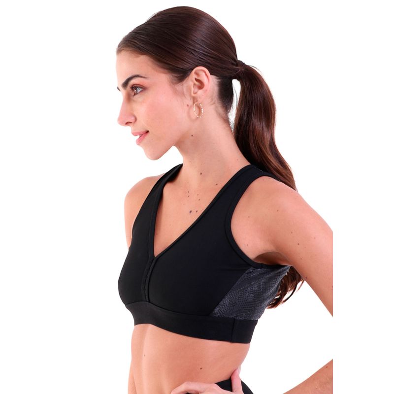 Top Fitness Com Bojo Decote V Vazado nas Costas de Alta Compressão