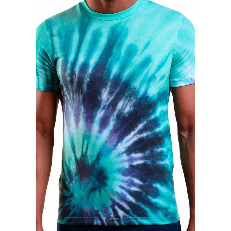 Camiseta Masculina Manga Curta Tie Dye Verde
