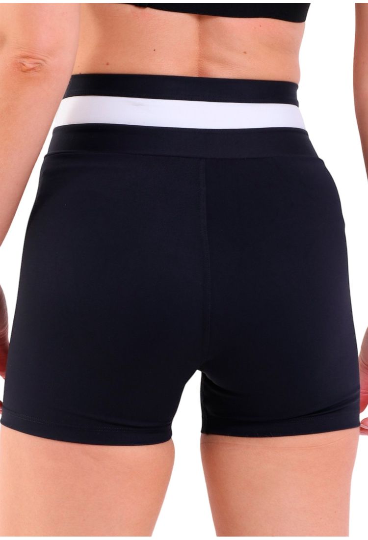 Shorts Feminino Curto Fitness Compress Cós Transpassado Preto - lojaliquido