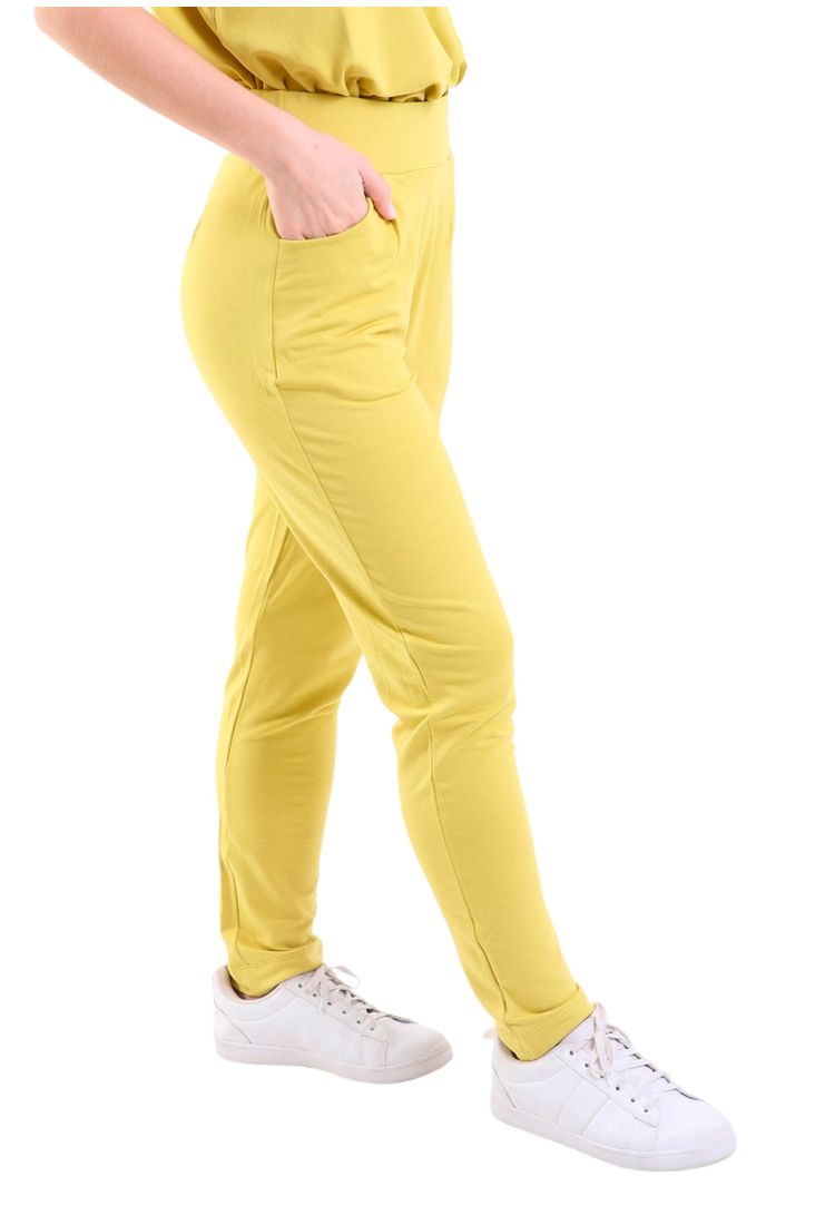 Cal a Feminina Jogger Com Bolso Reta Moletinho Trendz Mostarda