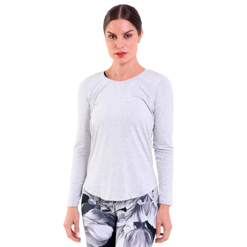 Blusa Feminina Manga Longa Decote U Viscose