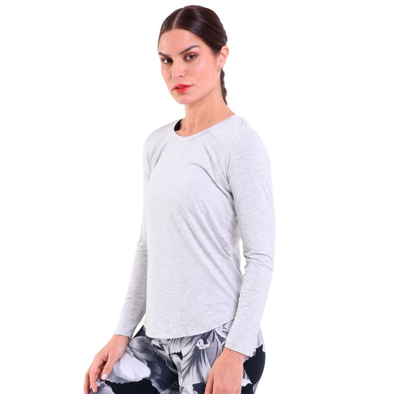 Blusa Feminina Manga Longa Decote U Viscose