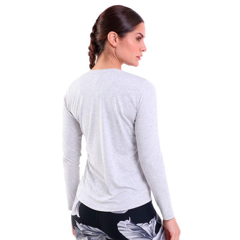 Blusa Feminina Manga Longa Decote U Viscose