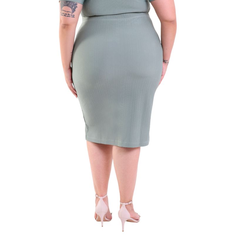 Saia Feminina Midi Plus Size Plissada