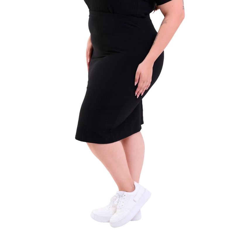 Saia Feminina Midi Plus Size Plissada