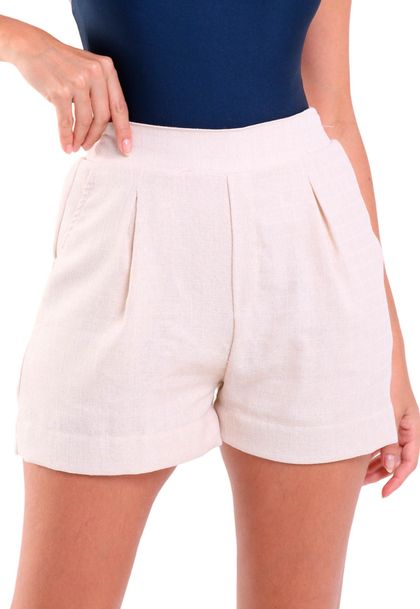 Shorts Curto de Linho com Bolsos Cairo Areia