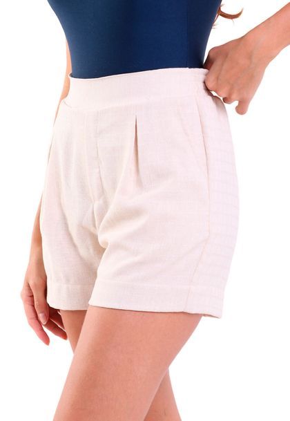 Shorts Curto de Linho com Bolsos Cairo Areia