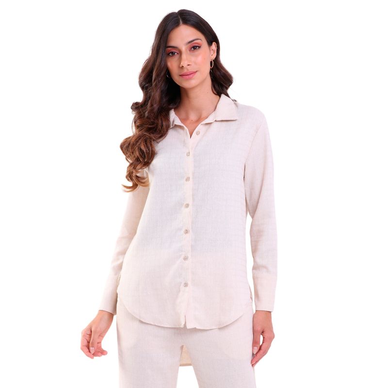 Camisão Feminino Linho Mullet Manga Longa Cairo
