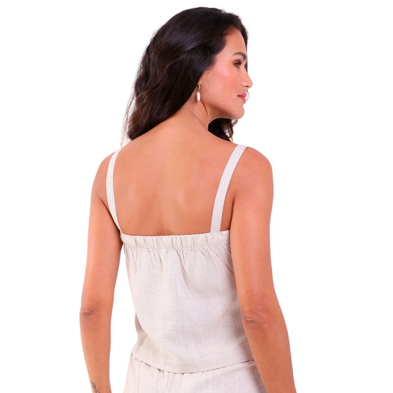 Cropped Feminino Linho De Alcinhas Areia