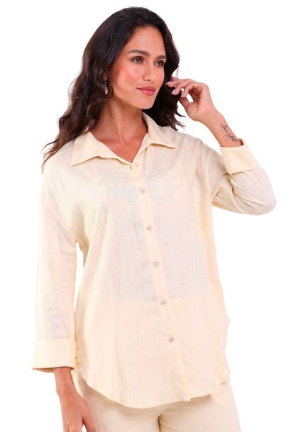 Camisão Linho Mullert Manga 3/8 Gola Polo