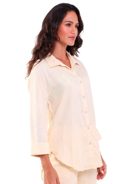 Camisão Linho Mullert Manga 3/8 Gola Polo