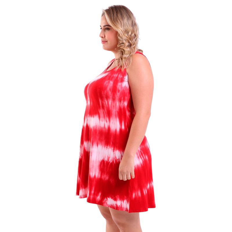 Vestido Curto Costas Cruzadas Vermelho Tie Dye