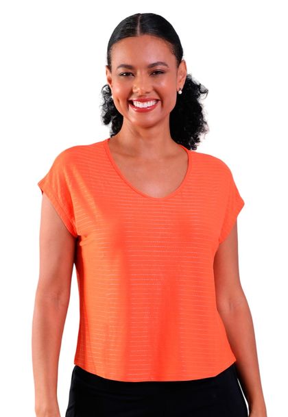 Blusa Feminina Manga Curta Decote U