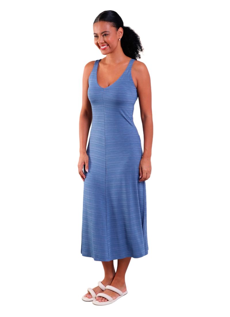 Vestido Longo Decote V com Tule Azul Bic - Victorias Fashion Store