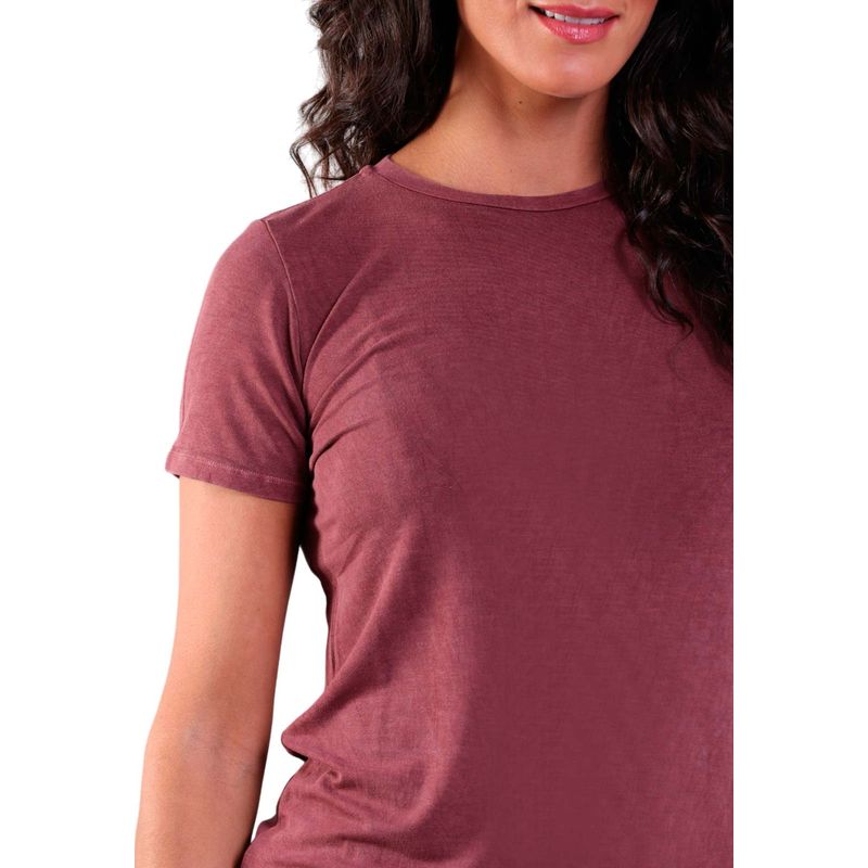 Blusa Feminina Básica Manga Curta Bordo