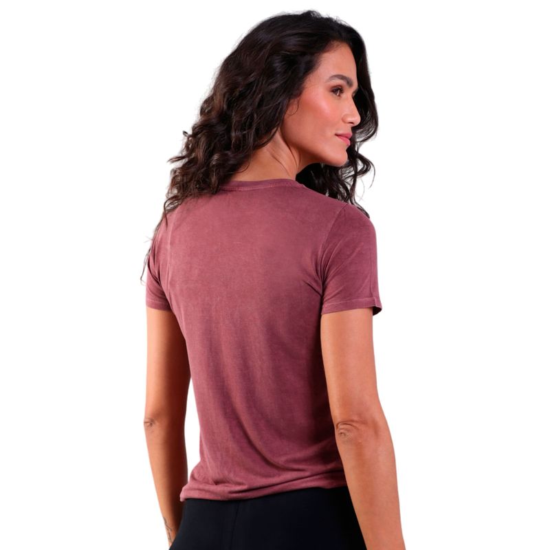 Blusa Feminina Básica Manga Curta Bordo