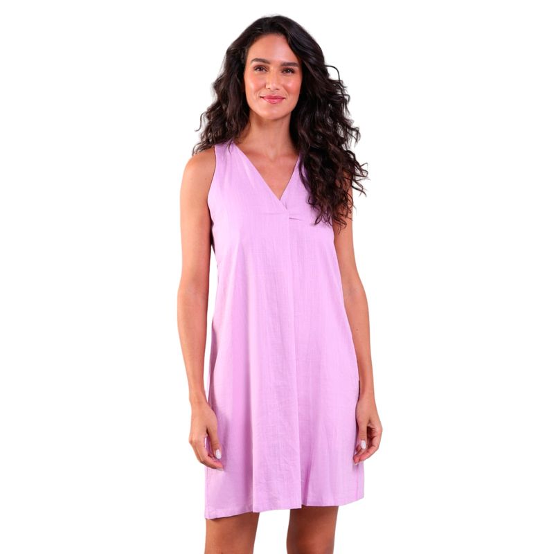 Vestido Linho Curto Decote V