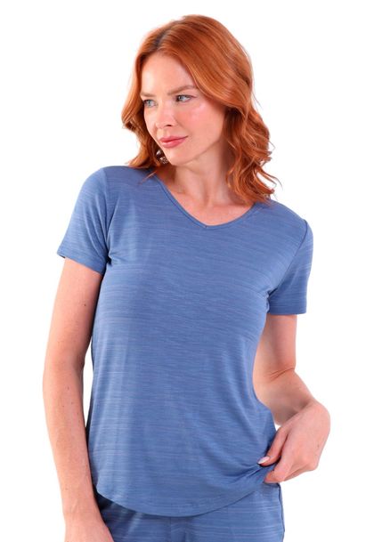 Blusa Feminina Gola V Manga Curta