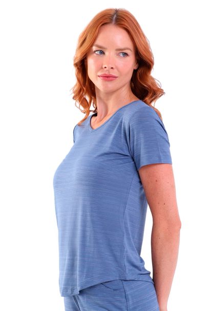 Blusa Feminina Gola V Manga Curta