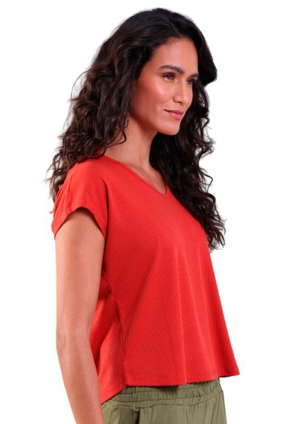 Blusa Feminina Gola V Manga Curta