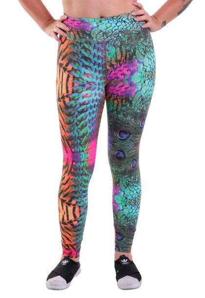 Calça Legging Feminina Capri Estampada Pavão