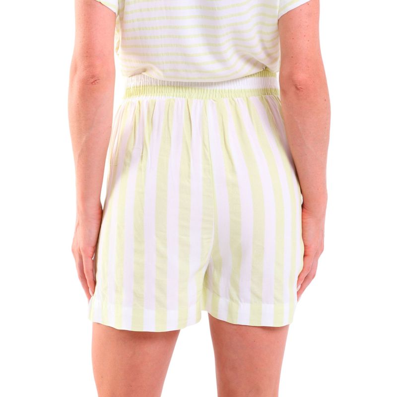 Shorts Feminino Curto Viscose com Bolsos Listrado Amarelo