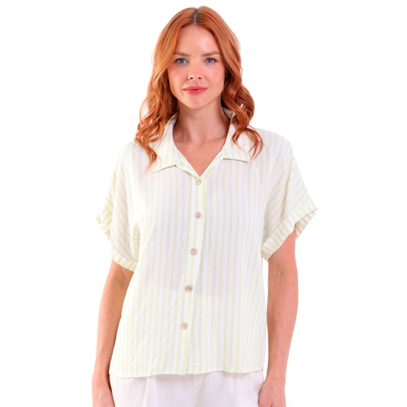 Camisa Feminina Viscose Manga Japonesa Mullet Listrado