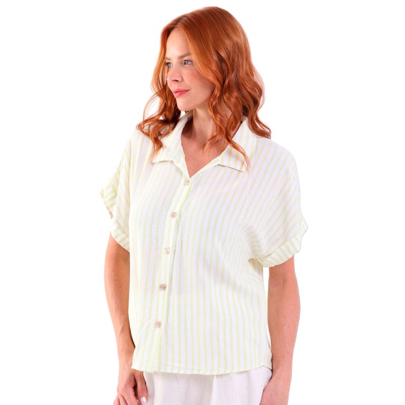 Camisa Feminina Viscose Manga Japonesa Mullet Listrado
