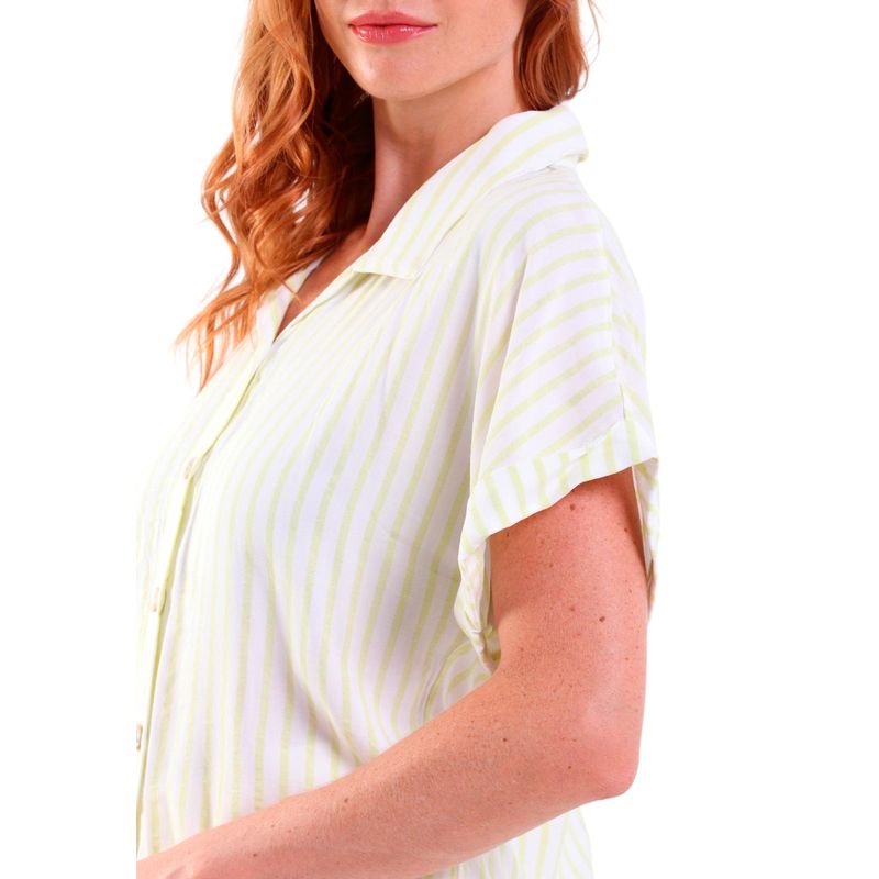 Camisa Feminina Viscose Manga Japonesa Mullet Listrado