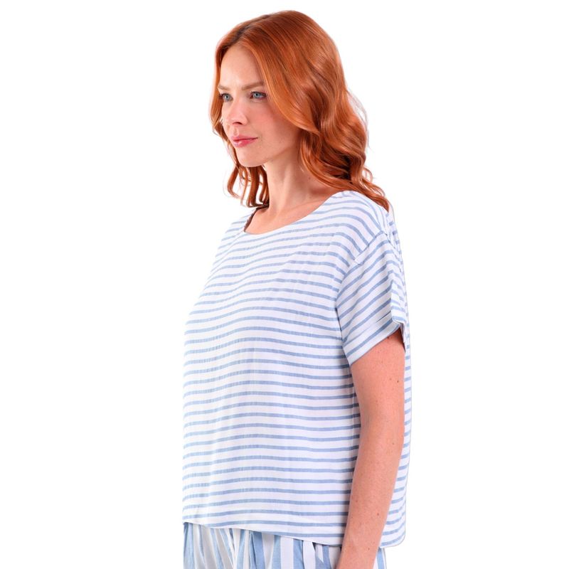 Blusa Cropped Viscose Manga Curta Listrado