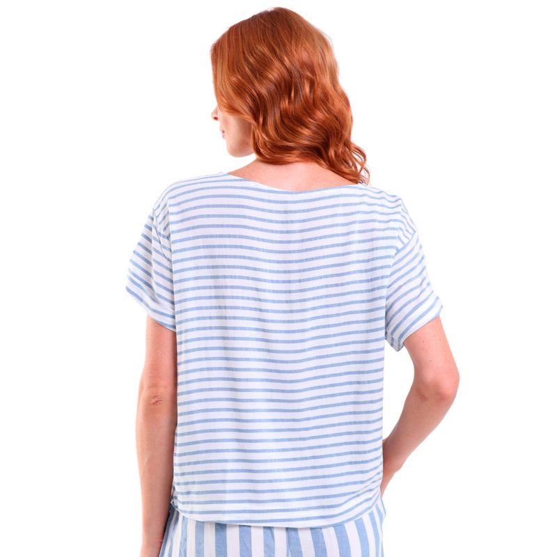 Blusa Cropped Viscose Manga Curta Listrado
