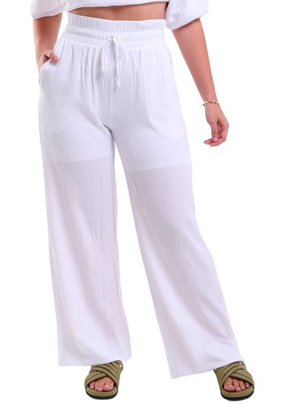 Calça Giverny Pantalona Com Bolsos Branco